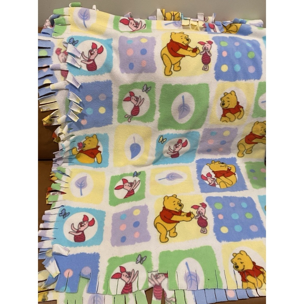 Vintage Winnie the Pooh & Friends Large Fleece Blanket 60x60" Soft, Lightweight